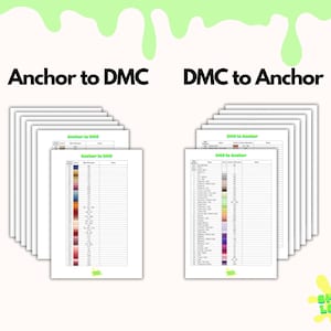 DMC zu Anchor - Garnumwandlungstabellen von Anchor zu DMC - PDF-Stickereiinventar - Dmc & Anchor Garnliste - Stickgarnumwandlung