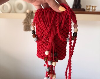 Cellphone macrame holder purse