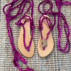 Sandals, seda, handmade, gladiator 8 US (dam)