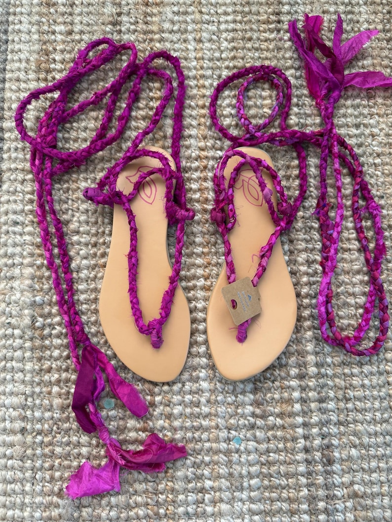 Sandals, seda, handmade, gladiator 8 US (dam)