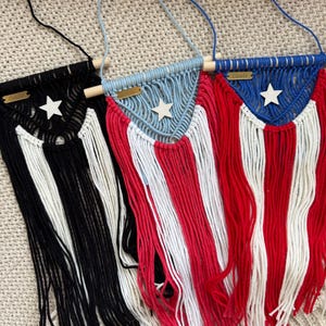 Handmade Puerto Rico Flag Macrame Wall Hanging
