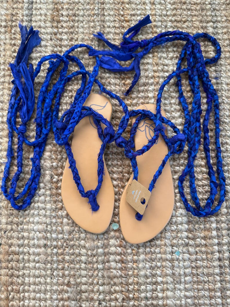 Sandals, seda, handmade, gladiator 5 US (dam)