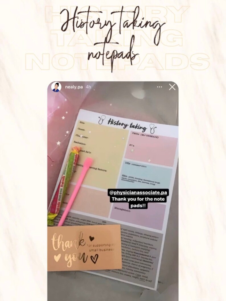 History Taking Notepad Etsy