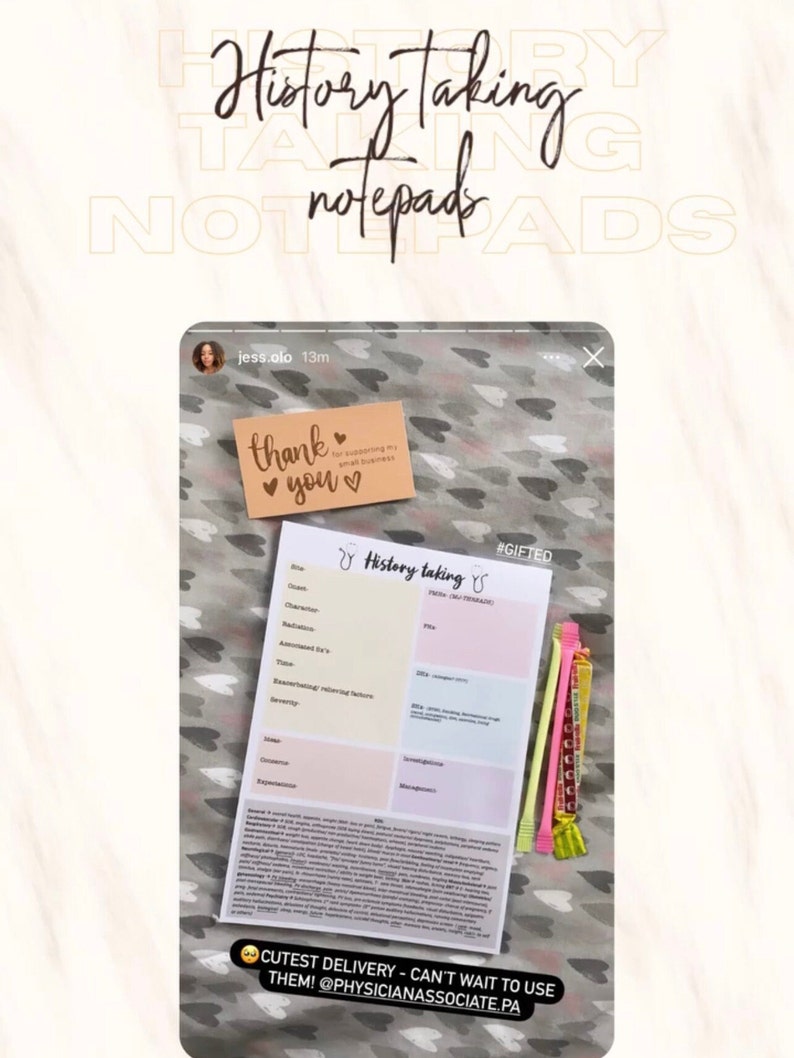 History Taking Notepad Etsy