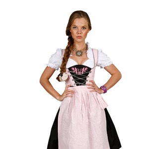 Spatzers Dirndl Ladies Pink Checked Traditional Dress incl. Dirndl Blouse Dirndl Apron 3 Pieces for Oktoberfest Special Occasions F6713