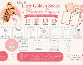 Little Golden Book Journal Pages | Printable Junk Journal Kit | 6.5" x 8" Inserts | Vintage Storybook Planner Pages | Instant Download PDF
