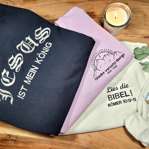 Sweatshirt mit Christlicher Botschaft Bestickt - Unisex