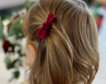 Mini-Haarschleifen aus Leinen | Natur, Rosa, Bordeaux | Handgemacht