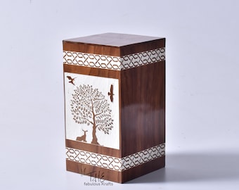 Personalized Mango Urn for Human Ashes - Tree of Life Wooden Box - Personalized Cremation Urn for Ashes Handcrafted Large Wooden Urn Box |