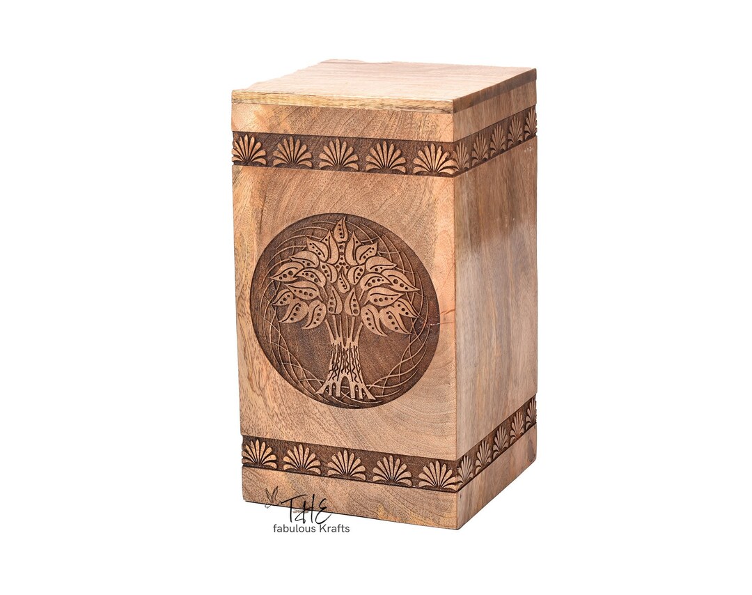 Mango Wood Urn for Human Ashes Tree of Life Wooden Box Etsy