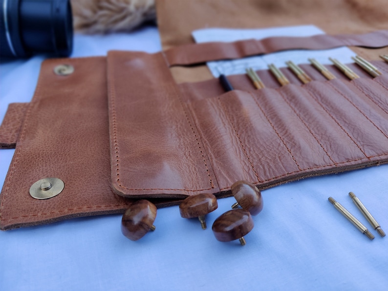 Olive Wood Interchangeable Knitting Needles set A best Gift for Her Long & Short Tips image 2