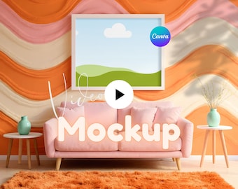 Retro Bright Video Frame Mockup in Canva Template