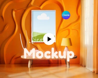 Retro Bright Video Frame Mockup in Canva Template