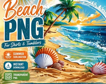 Strand PNG-sublimatieontwerp, tropisch zomershirt png, palmboom oceaan clipart, vakantie DTF-ontwerp (digitale download)