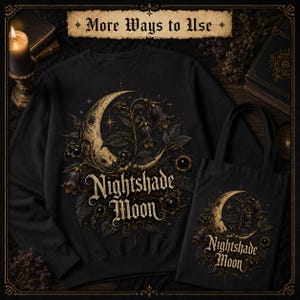 Nightshade Gothic PNG, Witchy DTF Transfer, Dark Academia Shirt Design, Moon Sublimation Graphic image 8