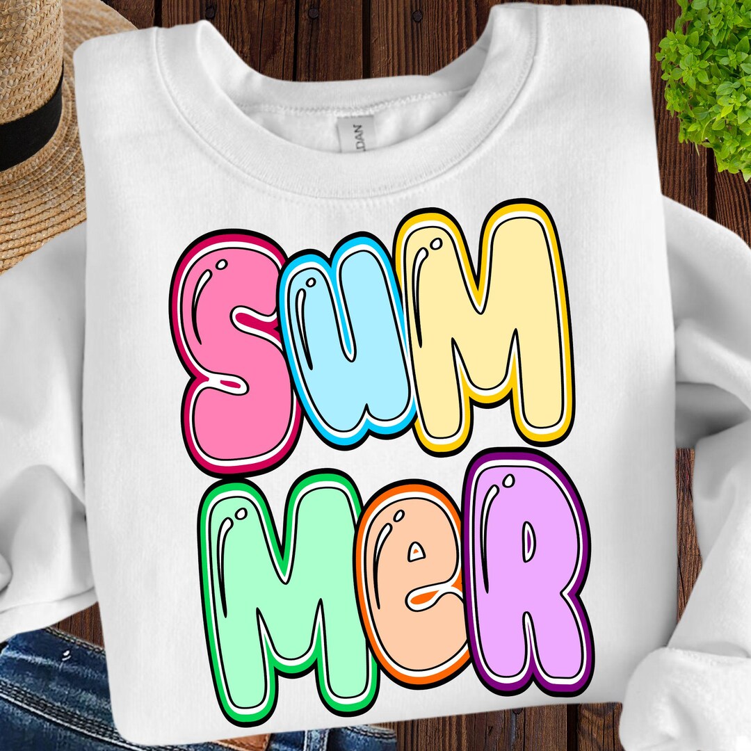 Summer Png/colorful Summer Png, Cute Doodle Summer Png, Retro Summer ...