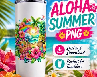 Aloha PNG, Tropical Summer Sublimation Design, Beach Shirt PNG, Hawaii Flowers Clipart, Instant Download