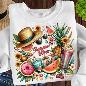Summer Vibes Png, Sublimation Design, Colorful Summer Clipart, Beach Digital Image, Tropical Png, T-Shirt Design, Instant Download Png, DTF
