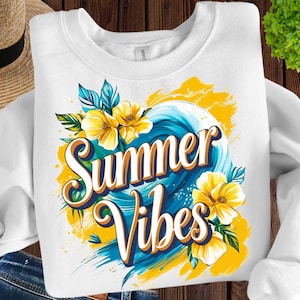 Summer Vibes Png, Sublimation Design, Colorful Summer Clipart, Beach Digital Image, Tropical Png, T-Shirt Design, Instant Download Png, DTF