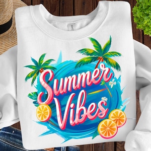 Summer Vibes Png, Sublimation Design, Colorful Summer Clipart, Beach Digital Image, Tropical Png, T-Shirt Design, Instant Download Png, DTF