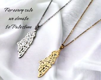 Collier carte de Palestine - Symbole Solidarité - Collier pendentif soutien Palestine - chaîne Palestine - bijoux acier - bijoux Palestine