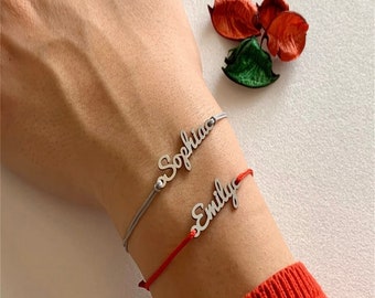 Bracelet personnalisé cordon acier inoxydable - bracelet prénom cordon- idée cadeau personnalisé - cadeau pour elle - bijou personnalisé