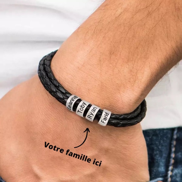 Bracelet personnalisé homme - Cadeau pour papa -  Cadeau Fête Des Père - Bijou personnalisé • Cadeau personnalisé pour papa - bracelet acier