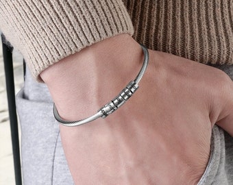 bracciale in acciaio da uomo personalizzato - Bracciale da uomo regolabile - Regalo per papà - Regalo per la festa del papà - Regalo personalizzato per papà -