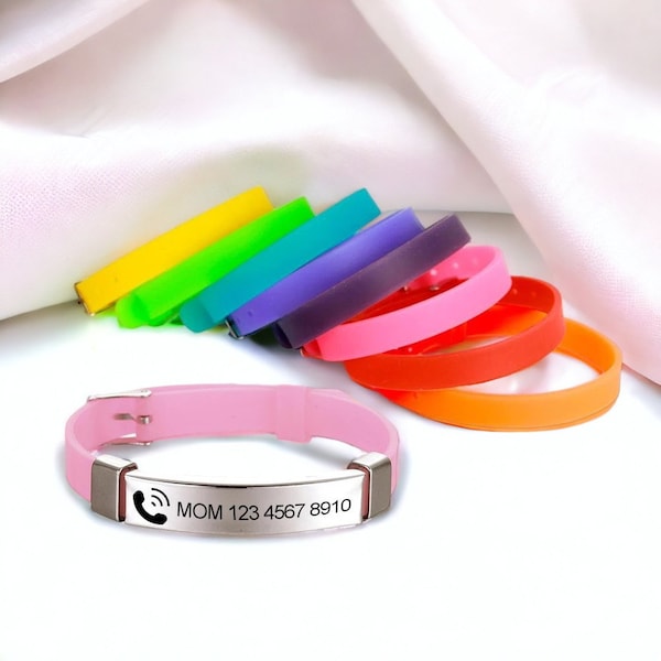 Adjustable Medical Alert Bracelet - Personalized Engraved Emergency ID Bracelets - Child Gift - ID Bracelet