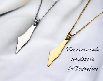 Collier pendentif soutien Palestine - Collier carte de Palestine - Symbole Solidarité - chaîne Palestine - bijoux acier - bijoux Palestine