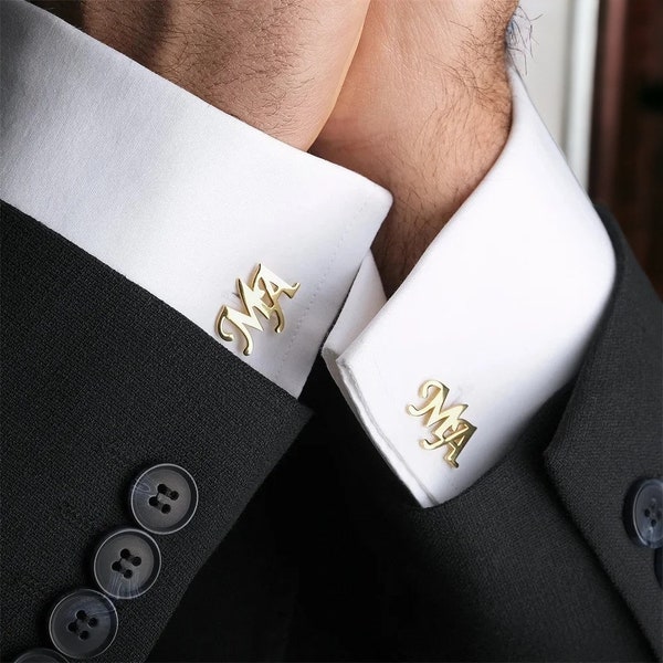 Personalized initial cufflinks for men in stainless steel - Wedding pin - Wedding gift - gift for him