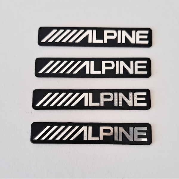 4 x Alpine aluminium speaker stereo badges