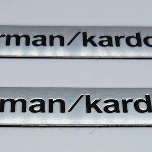 2 x Harman Kardon brushed aluminium badge sticker emblem