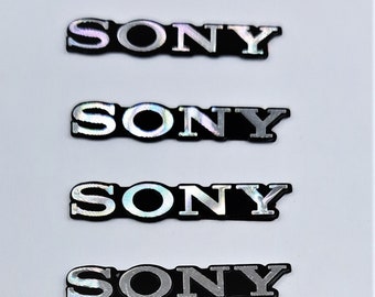 4 x SONY Speaker Sticker Emblem Brushed Aluminium 3D Badge Logo Car Home