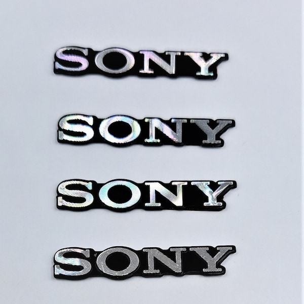 4 x SONY Speaker Sticker Emblem Brushed Aluminium 3D Badge Logo Car Home