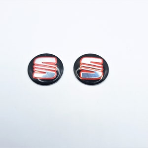 2 x red seat 14mm keyfob badges for keyfob refurbishment