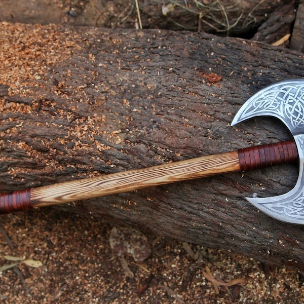 Double headed Vikings axe, Battle Axe, Forged axe, Hand forged Axe, Axe, Axe throwing, War Axe, Groomsmen gifts, Wedding Gift, Gift for her.