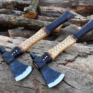 Handmade Viking-Inspired Forged Axe | Norse Carbon Steel Tomahawk Forged Axe Spike Poll or Hammer Poll | Norse Gifts for Camping, LARP, USA