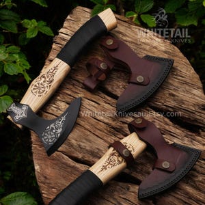 Personalized Christmas Gift, Handmade Hatchet, Throwing Axe, Viking Axe, Nordic Tradition Runes Odin Axe, Berserker Axe, Seafarer’s axe, USA