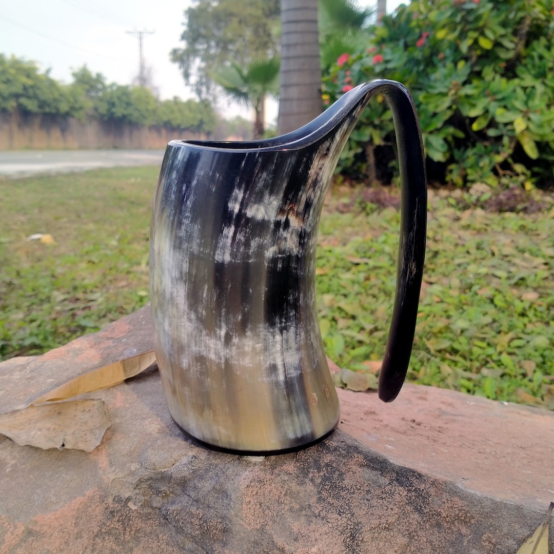 Handcrafted Horn Mugs, Viking Drinking Horn Mugs, Handmade Horn Mugs