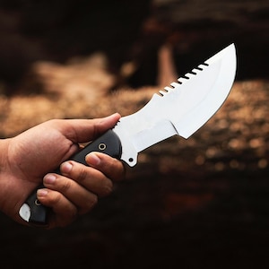 Custom Handmade Tracker Knife Hunting Knife, Camping Knife, Micarta Handle with Leather Sheath Best Birthday Gift & Anniversary Gift For him