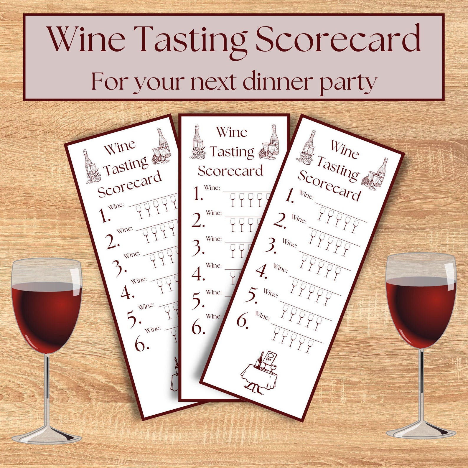 Wine Tasting Scorecard I Wine Scorecard I Tasting Sheet I Wine Tasting