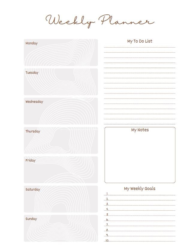 Weekly Planner Digital Planner Printable Template Minimal Aesthetic