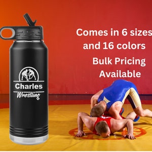 Personalized Wrestling Water Bottle, Wrestling Coach Tumbler, Wrestling Team Water Bottles, Wrestling Coach Gift, Gift for Wrestler