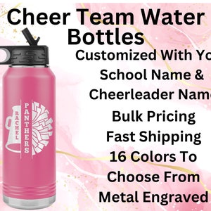 Custom Cheer Water Bottle Personalized Cheer Gift Cheerleader Tumbler Bulk Cheer Water Bottles Cheer Custom Team Gift