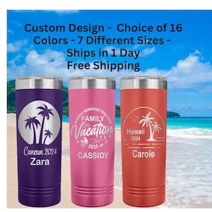 Personalized Vacation Tumbler, Custom Girls Trip Travel Mug, Custom Trip Tumbler, Cruise, Family Vacation, Sisters Trip, Bachelorette Trip