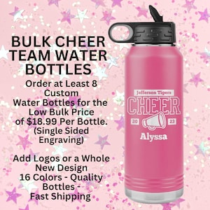Custom Cheer Water Bottle Personalized Cheer Gift Cheerleader Tumbler Bulk Cheer Water Bottles Cheer Custom Team Gift