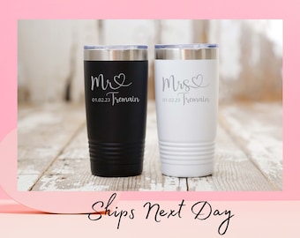 Mr and Mrs Tumbler Set, Engraved Tumblers for Wedding, Personalized Wedding Tumblers