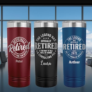 Personalized Retirement Tumbler Gift Travel Mug Gift for Retiring Coworker  Funny Retirement Tumbler  Retirement Gift Tumbler With Name