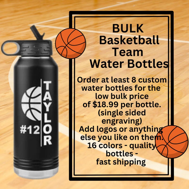 Basketball Water Bottle - Etsy